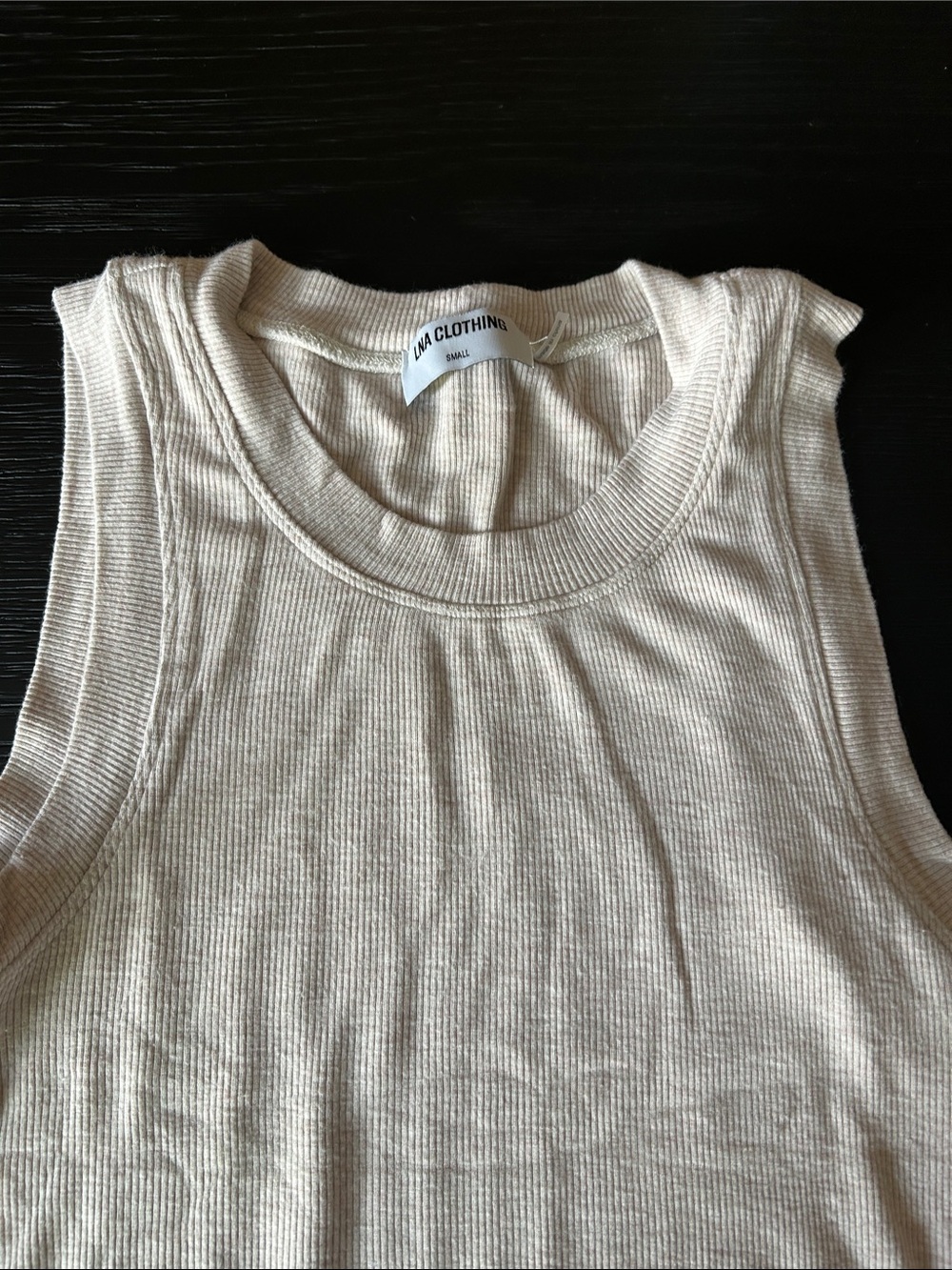 LNA Cream Ribbed Tank Top